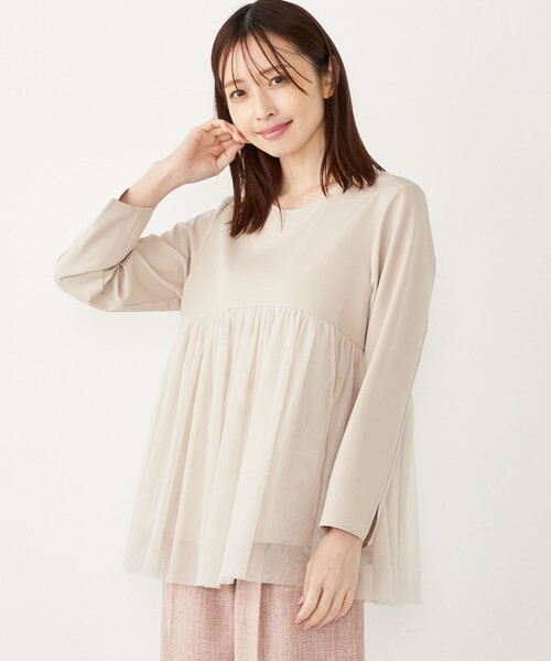 SHIPS Colors(シップス カラーズ)の「SHIPS Colors:〈手洗い可能〉ツインクロス チュール コンビ トップス◇(シャツ/ブラウス・レディース・ネイビー/ナチュラル・ONE SIZE)」の19枚目の写真