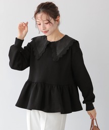 fitmore ☆新品タグつき☆ レース襟ペプラムスウェット　ホワイト Fit more｜フィットモアのスウェット（レース）通販 - ZOZOTOWN