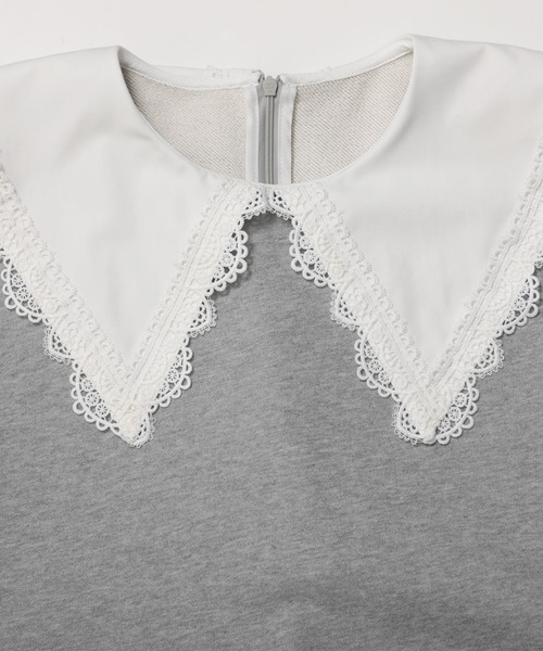 セール】レース襟ペプラムスウェット（スウェット）｜Fit more