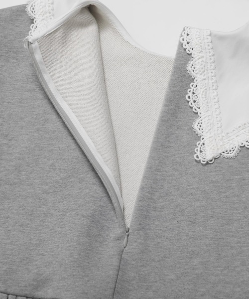 fitmore レース襟ペプラムスウェット　グレー レース襟ペプラムスウェット（スウェット）｜Fit more（フィット