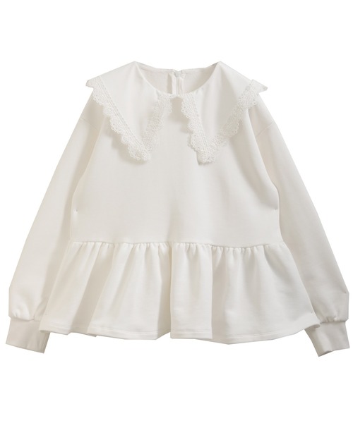 fitmore フィットモア レース襟ペプラムスウェット グレー ZOZO限定商品】レース襟ペプラムスウェット【宅配便】 | Fit more