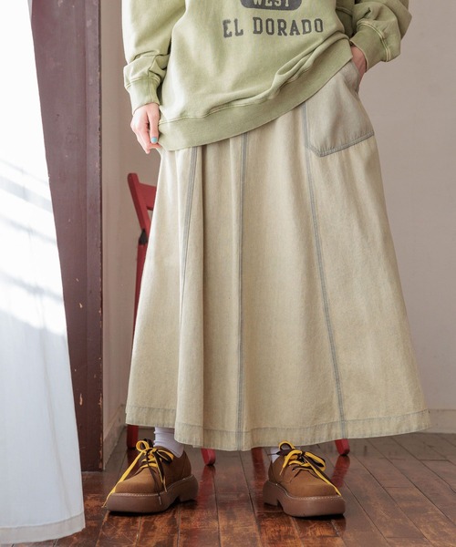 niko and...（ニコアンド）の「ベルトフレアスカート（スカート・レディース・ライトグリーン/クリーム/ライトグレー/インディゴブルー/チャコール/グレー系その他/グレー/ブラック/アニマル/ライトインディゴブルー/サックスブルー/ネイビー/ベージュ/サンドグレー・MEDIUM/LARGE）」の8枚目の写真