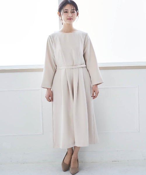 mil(ミル)の「【150㎝前後の小柄さんサイズ】Aライン ウエストタックワンピース(ワンピース・レディース・ライトベージュ/グレイッシュベージュ/ブラック・S/XS)」の11枚目の写真