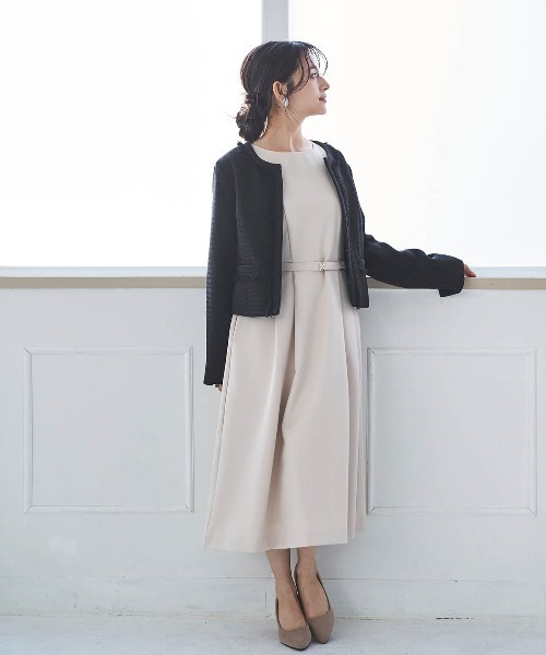 mil(ミル)の「【150㎝前後の小柄さんサイズ】Aライン ウエストタックワンピース(ワンピース・レディース・ライトベージュ/グレイッシュベージュ/ブラック・S/XS)」の15枚目の写真