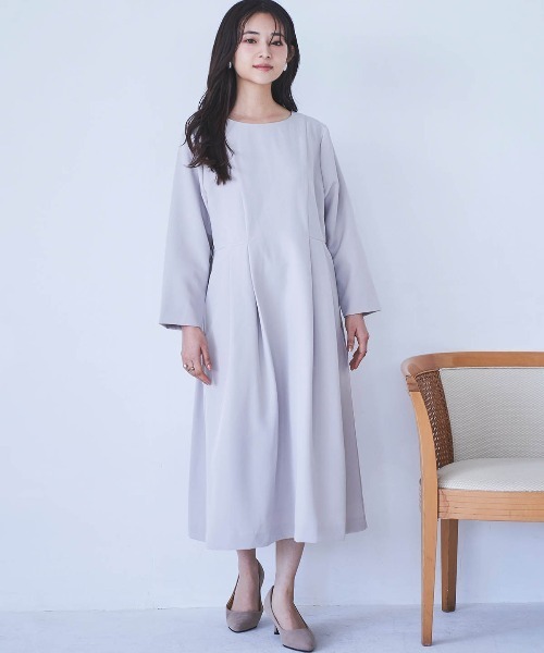 mil(ミル)の「【150㎝前後の小柄さんサイズ】Aライン ウエストタックワンピース(ワンピース・レディース・ライトベージュ/グレイッシュベージュ/ブラック・S/XS)」の19枚目の写真
