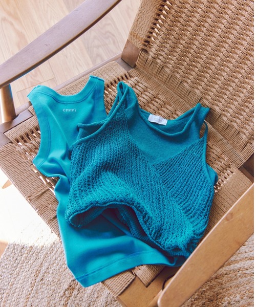 emmi（エミ）の「コードニットタンクトップ（ニット/セーター・レディース・ブラック/ライトベージュ/ターコイズブルー・FREE）」の15枚目の写真