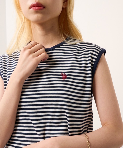 U.S. POLO ASSN.(ユーエスポロアッスン)の「【U.S. POLO ASSN.】限定商品 Beauty smooth sleeveless Tee スムースノースリーブトップス(Tシャツ/カットソー・レディース・ホワイト/ライトカーキ/ピンク/ボルドー/ネイビー/ブラック/サックスブルー/ネイビー系3/ブラック系その他3/バーガンディー/ブラウン・M/L)」の8枚目の写真