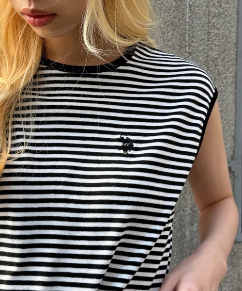 U.S. POLO ASSN.(ユーエスポロアッスン)の「【U.S. POLO ASSN.】限定商品 Beauty smooth sleeveless Tee スムースノースリーブトップス(Tシャツ/カットソー・レディース・ホワイト/ライトカーキ/ピンク/ボルドー/ネイビー/ブラック/サックスブルー/ネイビー系3/ブラック系その他3/バーガンディー/ブラウン・M/L)」の3枚目の写真