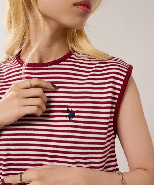 U.S. POLO ASSN.(ユーエスポロアッスン)の「【U.S. POLO ASSN.】限定商品 Beauty smooth sleeveless Tee スムースノースリーブトップス(Tシャツ/カットソー・レディース・ホワイト/ライトカーキ/ピンク/ボルドー/ネイビー/ブラック/サックスブルー/ネイビー系3/ブラック系その他3/バーガンディー/ブラウン・M/L)」の10枚目の写真