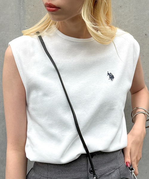 U.S. POLO ASSN.(ユーエスポロアッスン)の「【U.S. POLO ASSN.】限定商品 Beauty smooth sleeveless Tee スムースノースリーブトップス(Tシャツ/カットソー・レディース・ホワイト/ライトカーキ/ピンク/ボルドー/ネイビー/ブラック/サックスブルー/ネイビー系3/ブラック系その他3/バーガンディー/ブラウン・M/L)」の12枚目の写真