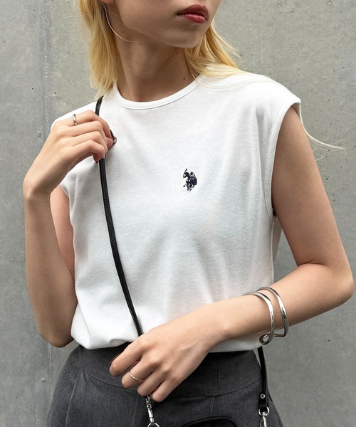 U.S. POLO ASSN.(ユーエスポロアッスン)の「【U.S. POLO ASSN.】限定商品 Beauty smooth sleeveless Tee スムースノースリーブトップス(Tシャツ/カットソー・レディース・ホワイト/ライトカーキ/ピンク/ボルドー/ネイビー/ブラック/サックスブルー/ネイビー系3/ブラック系その他3/バーガンディー/ブラウン・M/L)」の13枚目の写真