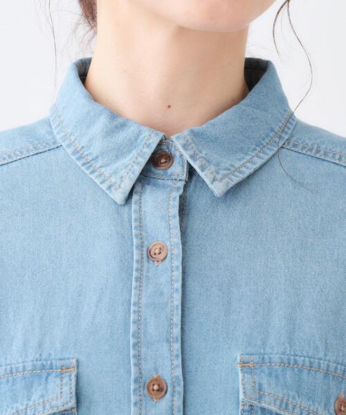 SHOO・LA・RUE(シューラルー)の「【洗える/S-LL】大人のこなれコーデに やわらかデニムシャツ(シャツ/ブラウス・レディース・ブルー/チャコールグレー/ネイビー・02/01/04/03)」の19枚目の写真