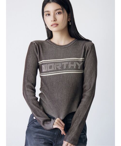 MURUA(ムルーア)の「バイカラーロゴニット(ニット/セーター・レディース・アイボリー/ブラック/オレンジ/ブルー/ブラウン・FREE)」の4枚目の写真