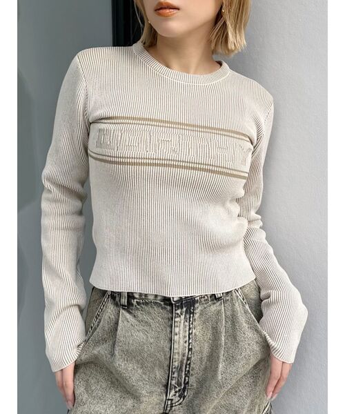 MURUA(ムルーア)の「バイカラーロゴニット(ニット/セーター・レディース・アイボリー/ブラック/オレンジ/ブルー/ブラウン・FREE)」の2枚目の写真