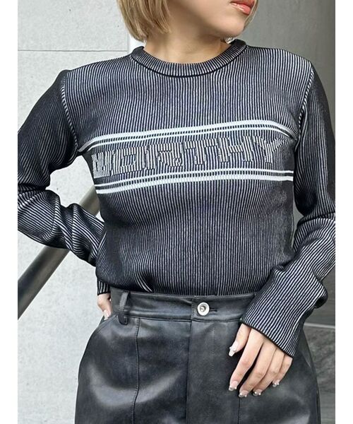 MURUA(ムルーア)の「バイカラーロゴニット(ニット/セーター・レディース・アイボリー/ブラック/オレンジ/ブルー/ブラウン・FREE)」の3枚目の写真