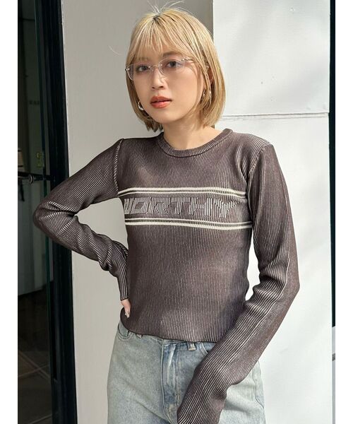 MURUA(ムルーア)の「バイカラーロゴニット(ニット/セーター・レディース・アイボリー/ブラック/オレンジ/ブルー/ブラウン・FREE)」の9枚目の写真