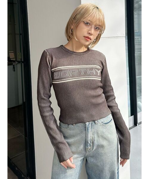 MURUA(ムルーア)の「バイカラーロゴニット(ニット/セーター・レディース・アイボリー/ブラック/オレンジ/ブルー/ブラウン・FREE)」の10枚目の写真