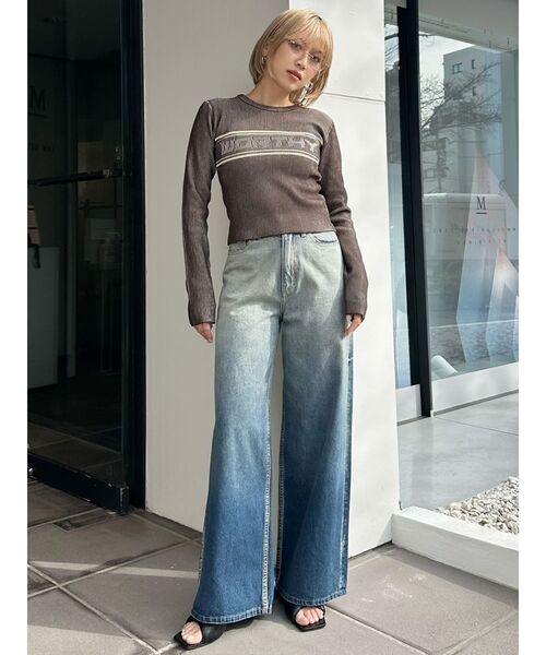 MURUA(ムルーア)の「バイカラーロゴニット(ニット/セーター・レディース・アイボリー/ブラック/オレンジ/ブルー/ブラウン・FREE)」の12枚目の写真