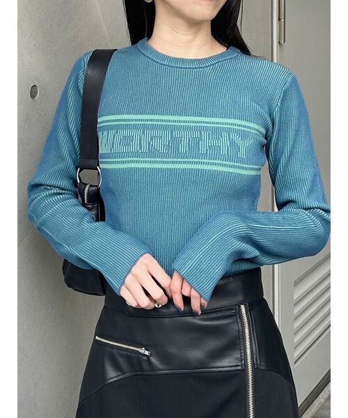 MURUA(ムルーア)の「バイカラーロゴニット(ニット/セーター・レディース・アイボリー/ブラック/オレンジ/ブルー/ブラウン・FREE)」の14枚目の写真