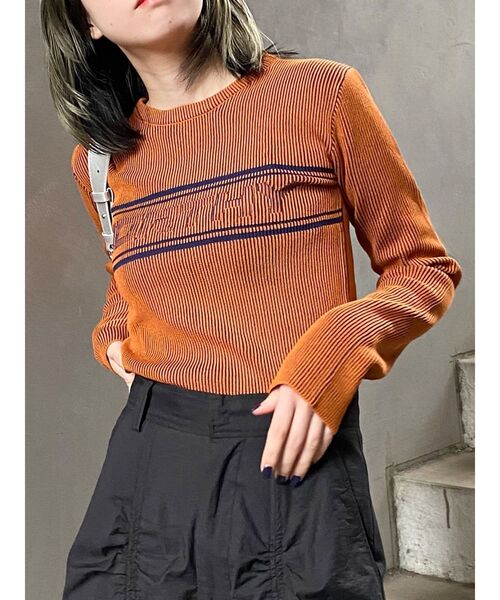 MURUA(ムルーア)の「バイカラーロゴニット(ニット/セーター・レディース・アイボリー/ブラック/オレンジ/ブルー/ブラウン・FREE)」の17枚目の写真