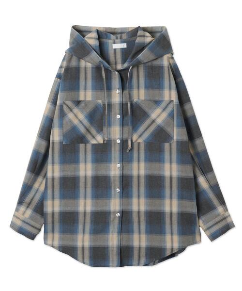 WEGO（ウィゴー）の「WEGO/【25年春夏新作】フードチェックBIGシャツ（シャツ/ブラウス・レディース・ネイビー/ブラック/レッド/サックスブルー・FREE）」の11枚目の写真