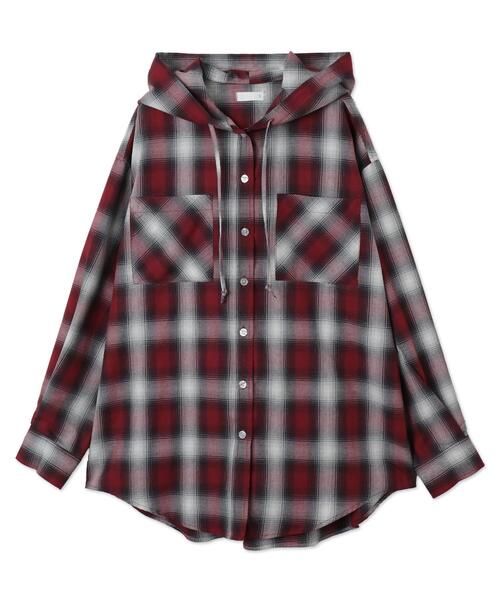 WEGO（ウィゴー）の「WEGO/【25年春夏新作】フードチェックBIGシャツ（シャツ/ブラウス・レディース・ネイビー/ブラック/レッド/サックスブルー・FREE）」の12枚目の写真