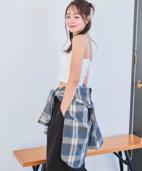 WEGO（ウィゴー）の「WEGO/【25年春夏新作】フードチェックBIGシャツ（シャツ/ブラウス・レディース・ネイビー/ブラック/レッド/サックスブルー・FREE）」の7枚目の写真