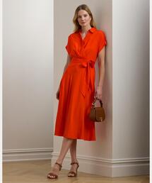 Ralph Lauren Aライン ツイストフロント ジャージー ドレス 人気 RALPH LAUREN｜ポルカドット ツイストフロント ジャージー