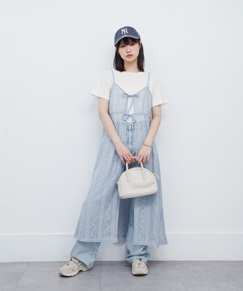 Chillfar(チルファー)の「レースキャミワンピース(ワンピース・レディース・ブルーグレー/ライトベージュ/オフホワイト/ブラック・FREE)」の1枚目の写真