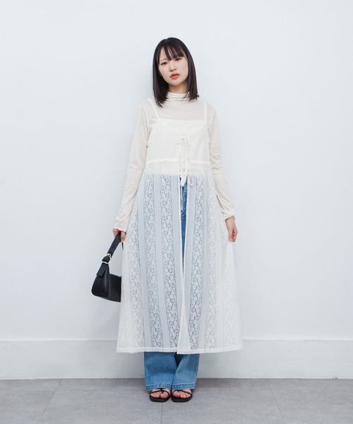 Chillfar(チルファー)の「レースキャミワンピース(ワンピース・レディース・ブルーグレー/ライトベージュ/オフホワイト/ブラック・FREE)」の13枚目の写真