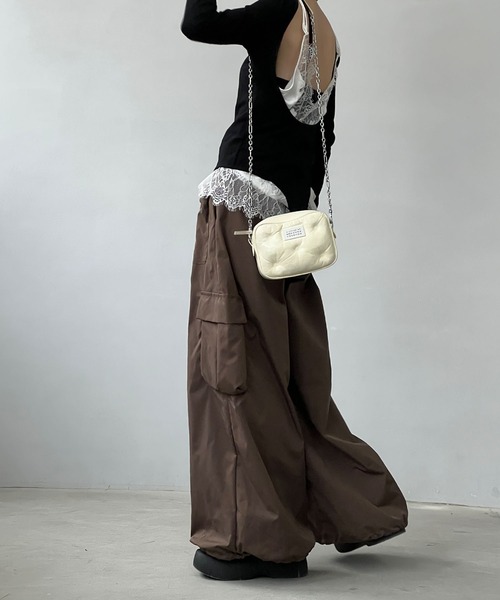 chuclla（チュクラ）の「立体ポケット ワイドカーゴ chw25s037（カーゴパンツ・レディース・ブラウン・L/S/M）」の3枚目の写真