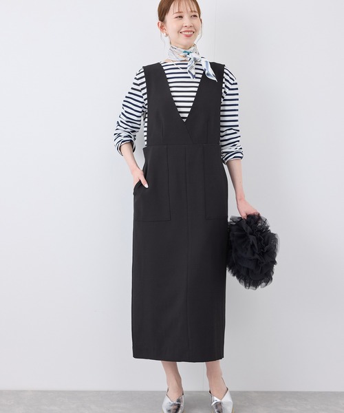 ROPE' PICNIC（ロペピクニック）の「デザインポケットジャンパースカート（ジャンパースカート・レディース・ベージュ/ライトグレー/ブラック・36/38）」の2枚目の写真