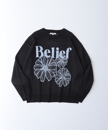 SUGGESTION | Flower jacquard crew neck knit / フラワージャガードクルーネックニット unisex(ニット/セーター)