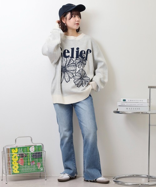 SUGGESTION（サジェッション）の「Flower jacquard crew neck knit / フラワージャガードクルーネックニット unisex（ニット/セーター・メンズ・ネイビー/ブラック/オフホワイト・L/M）」の16枚目の写真