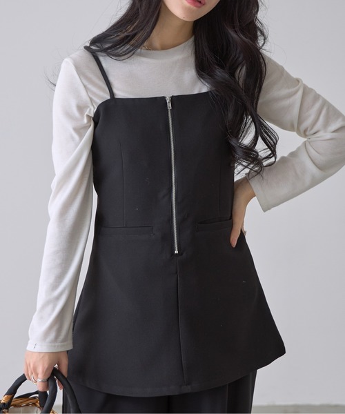 &. NOSTALGIA（アンドドットノスタルジア）の「【ZOZO限定】フロントジップキャミチュニック（チュニック・レディース・グレー/ブラック・M）」の2枚目の写真