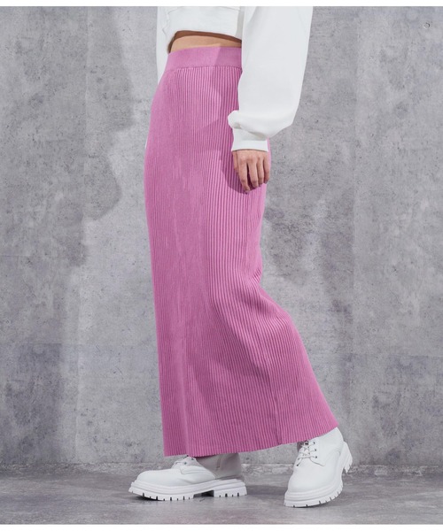 ANAP（アナップ）の「リブニットロングスカート（スカート・レディース・ブラック/グレー/オレンジ/ライトピンク・FREE）」の3枚目の写真