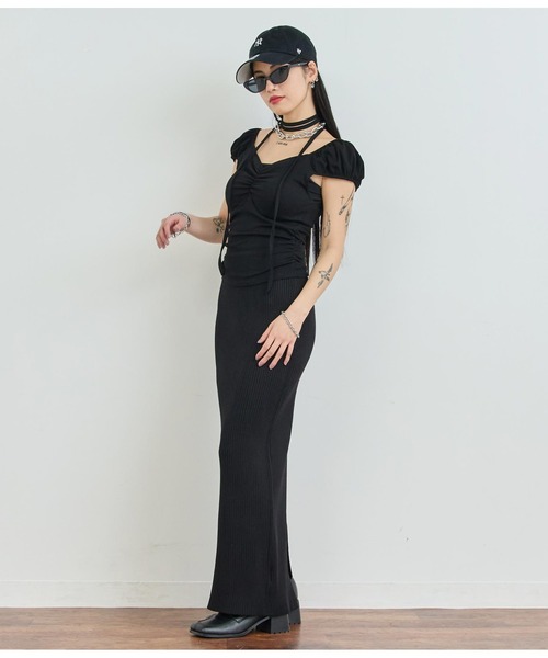 ANAP（アナップ）の「リブニットロングスカート（スカート・レディース・ブラック/グレー/オレンジ/ライトピンク・FREE）」の10枚目の写真