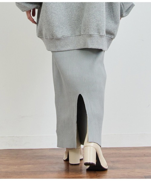 ANAP（アナップ）の「リブニットロングスカート（スカート・レディース・ブラック/グレー/オレンジ/ライトピンク・FREE）」の12枚目の写真