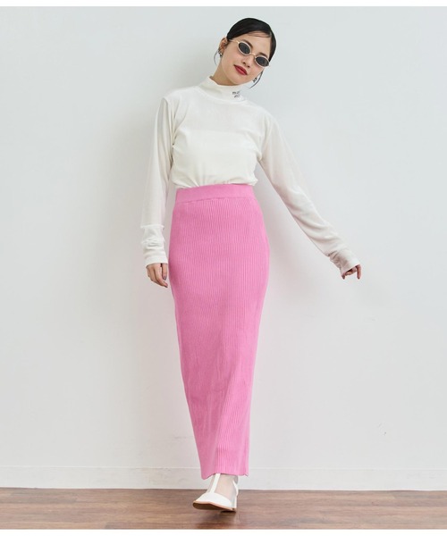 ANAP（アナップ）の「リブニットロングスカート（スカート・レディース・ブラック/グレー/オレンジ/ライトピンク・FREE）」の17枚目の写真