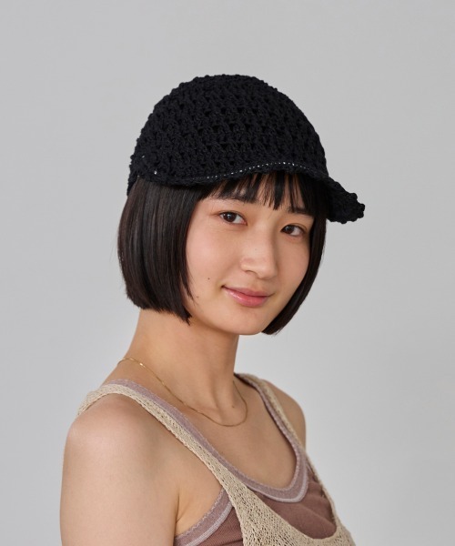 OVERRIDE（オーバーライド）の「OVERRIDE  CROCHET CAP SG / オーバーライド（キャップ・レディース・ブラック/グレー/ライトグリーン・57~59cm）」の4枚目の写真