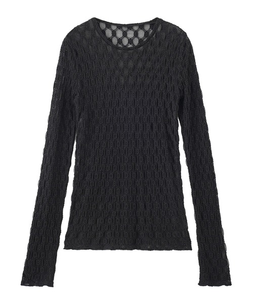 ROSE BUD(ローズバッド)の「レースシアートップス(Tシャツ/カットソー・レディース・ホワイト/ブラック・ONE SIZE)」の1枚目の写真