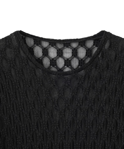 ROSE BUD(ローズバッド)の「レースシアートップス(Tシャツ/カットソー・レディース・ホワイト/ブラック・ONE SIZE)」の3枚目の写真