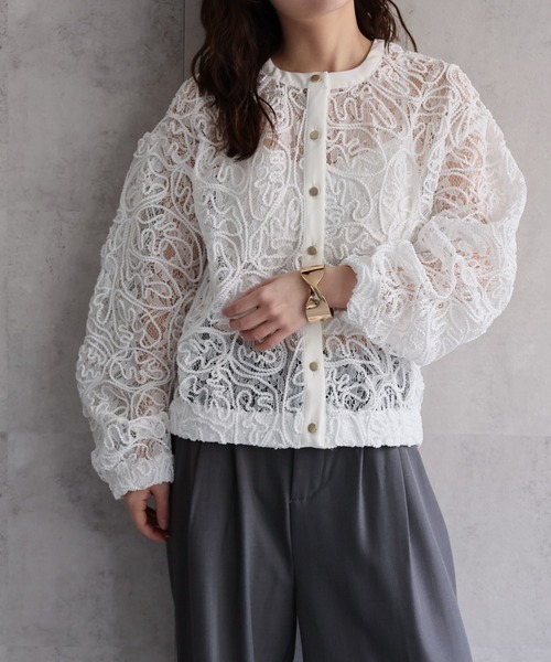 COMME des GARÇONSフロッキープリントサークルシアーブラウス