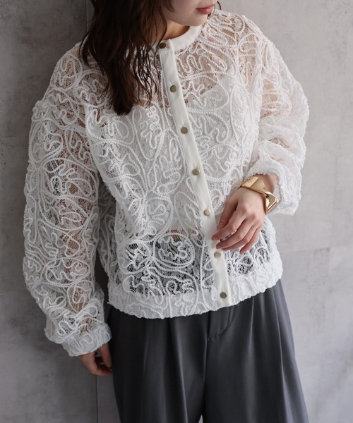 COMME des GARÇONSフロッキープリントサークルシアーブラウス COMME des GARÇONSフロッキープリントサークルシアーブラウス