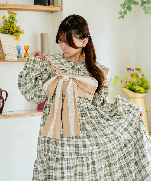 セール】【クティールとレトロ】2wayレースリボンビスチェジャンパー