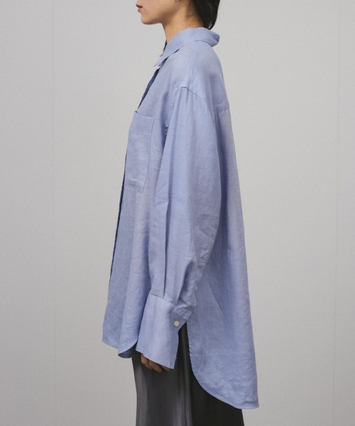 SALON adam et rope'（サロン アダム エ ロペ）の「【WEB限定】ヨーロピアンフラックスリネンオーバーシャツ（シャツ/ブラウス・レディース・ブラウン/オフホワイト/サックスブルー/チャコールグレー・FREE）」の21枚目の写真