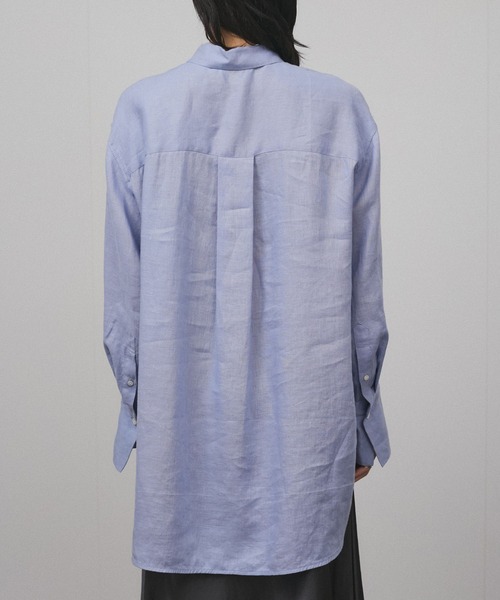 SALON adam et rope'（サロン アダム エ ロペ）の「【WEB限定】ヨーロピアンフラックスリネンオーバーシャツ（シャツ/ブラウス・レディース・ブラウン/オフホワイト/サックスブルー/チャコールグレー・FREE）」の22枚目の写真