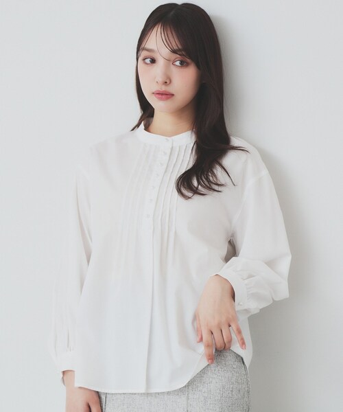 index(インデックス)の「《6color》ラメラインバンドカラーシャツ【洗濯機洗い可/イージーアイロン/防シワ】(シャツ/ブラウス・レディース・ネイビー系2/ライトイエロー系8/パープル系1/サックスブルー系2/ホワイト系8/ホワイト系5・36/42/38/40)」の21枚目の写真