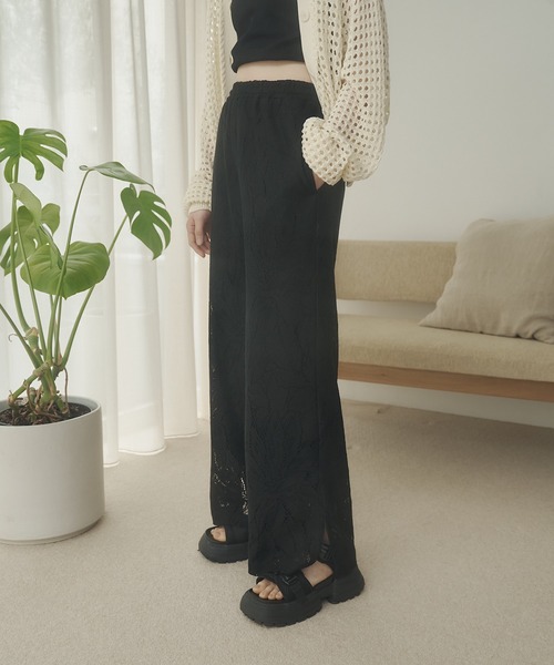 REMOON(リムーン)の「レースイージーパンツ(その他パンツ・レディース・ホワイト/ブラック・FREE)」の2枚目の写真