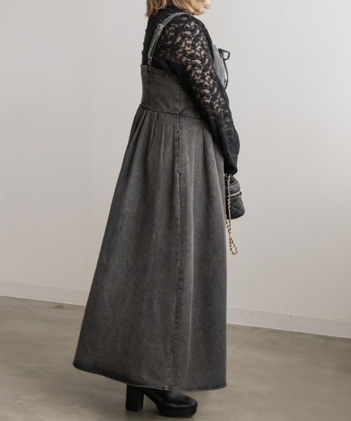 CLETTE(クレット)の「デニムレースアップジャンスカワンピース(ワンピース・レディース・ブルー/ブラック・4L/3L/LL)」の5枚目の写真